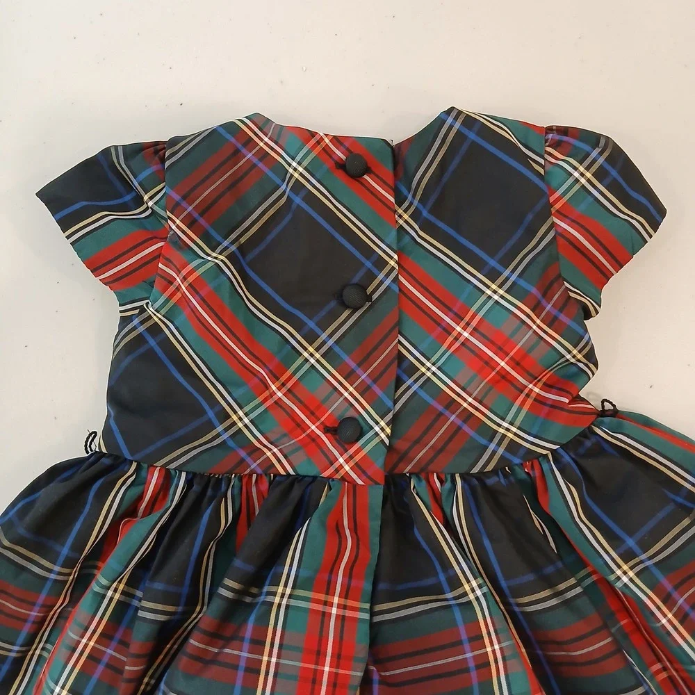 Ralph Lauren Dress Baby 6M Navy Red Plaid Tartan Fit Flare Holiday Preppy